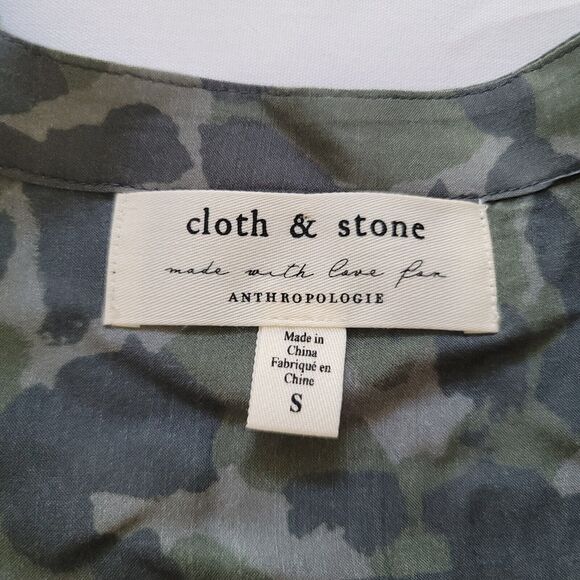 {Anthropologie} Cloth & Stone Nina Camo Midi Shirtdress Size Small - Picture 4 of 8